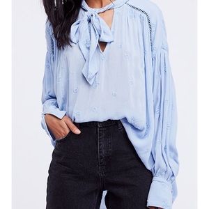 NWOT Free People Wishful Moments Tie Neck Top